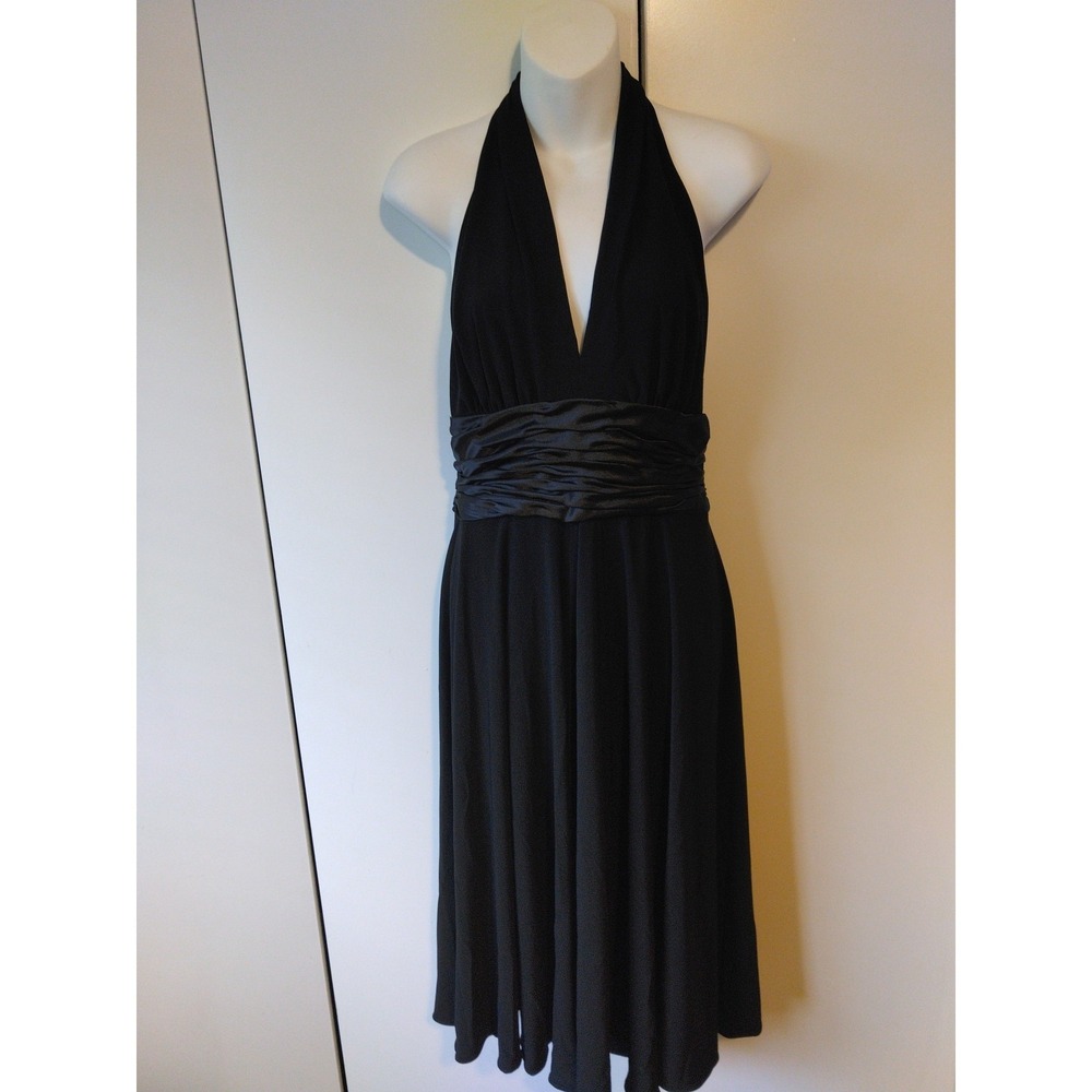Women's Halter Neck Ruched Waist Midi Dress Size 8 Marilyn Style Feminine  Y2K